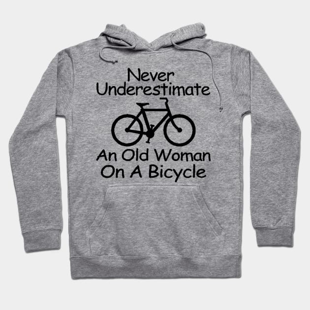 never understimate an old woman on a bicycle black Hoodie by omarbardisy